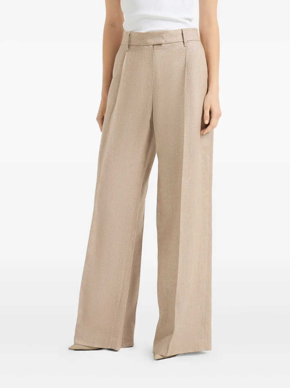 Brunello Cucinelli Broek met geplooid Monili-detail Beige