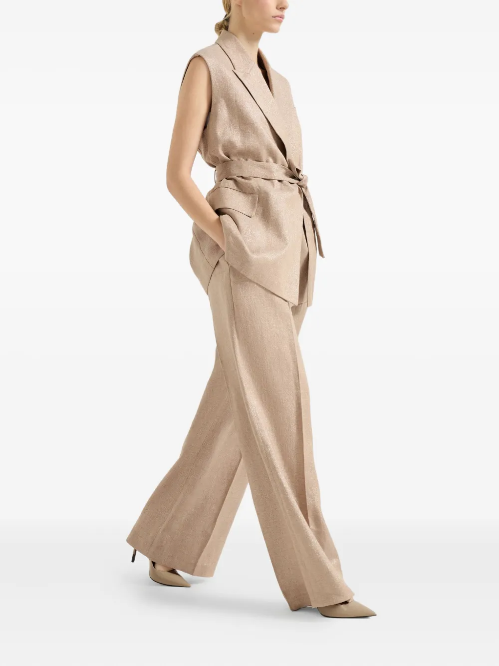 Brunello Cucinelli Broek met geplooid Monili-detail Beige