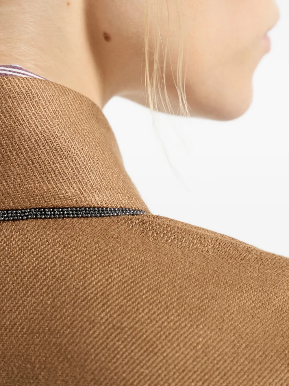Brunello Cucinelli Linnen jack met monili detail Bruin