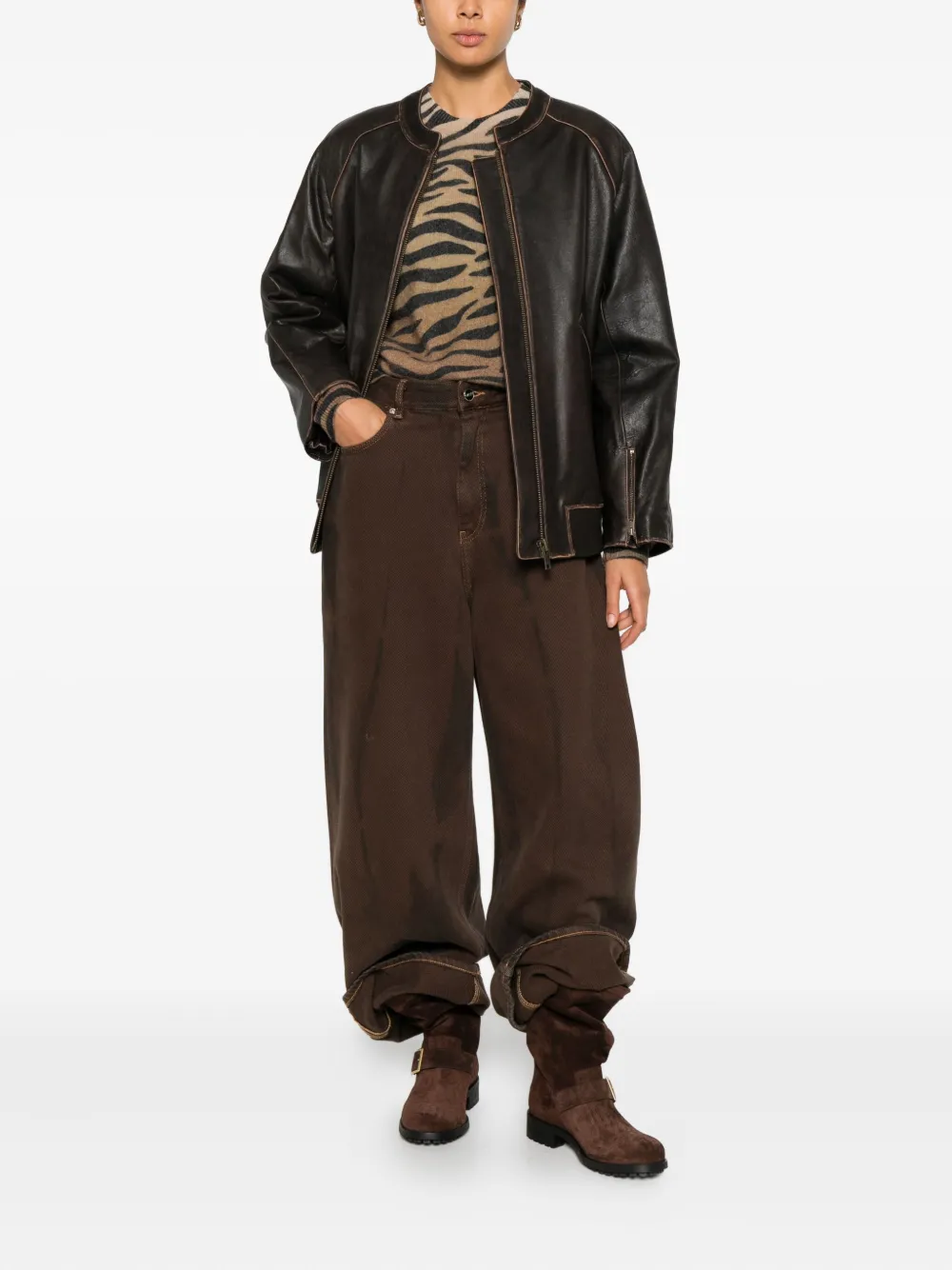 Mc2 Saint Barth New Queen Animal-print Sweater In Neutral