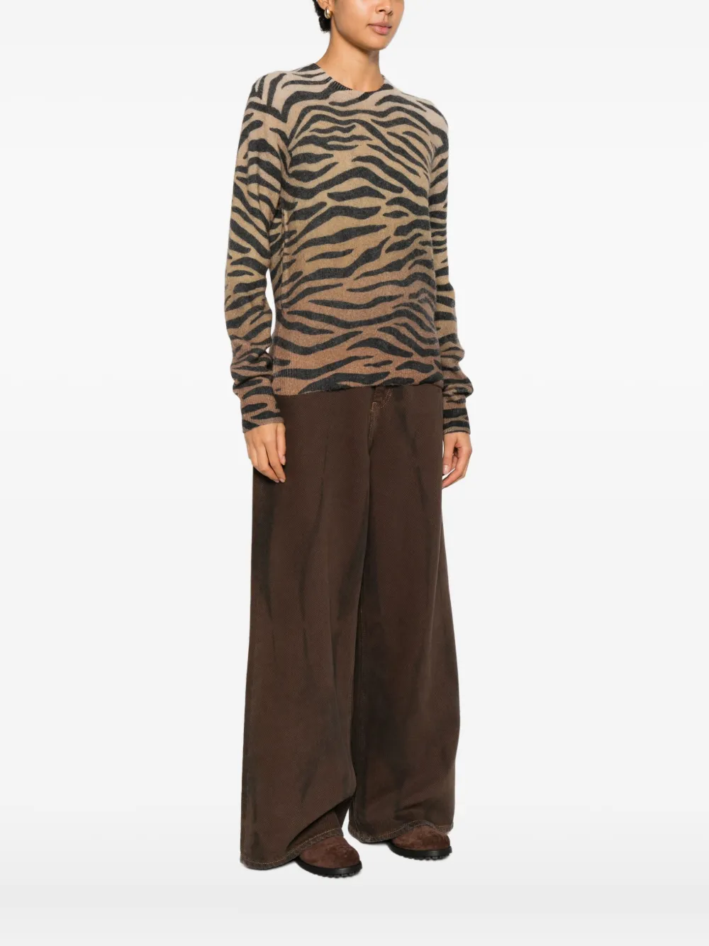 Mc2 Saint Barth New Queen Animal-print Sweater In Neutral