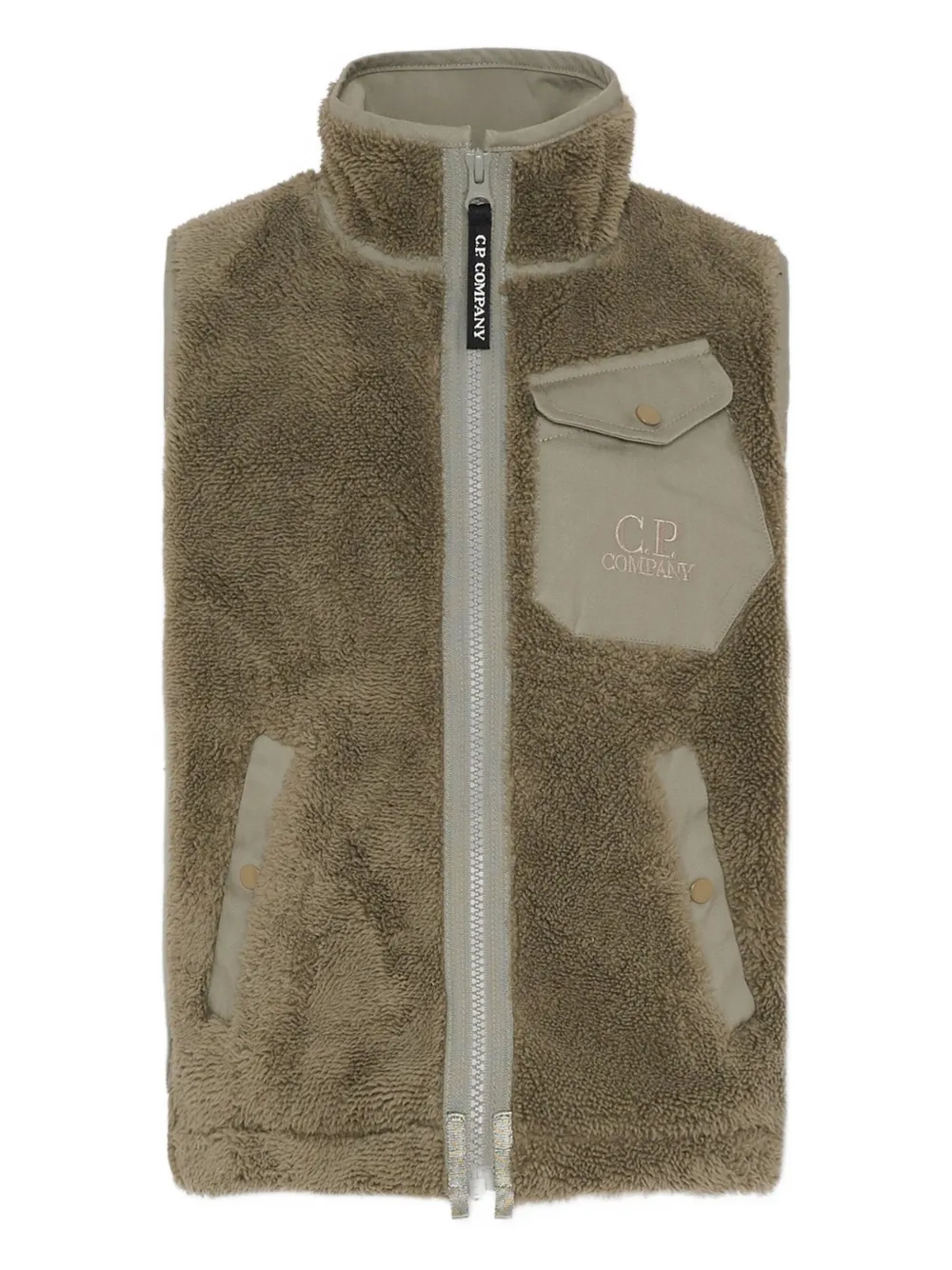 C.p. Company Zip-up Patch-pocket Gilet In Brown
