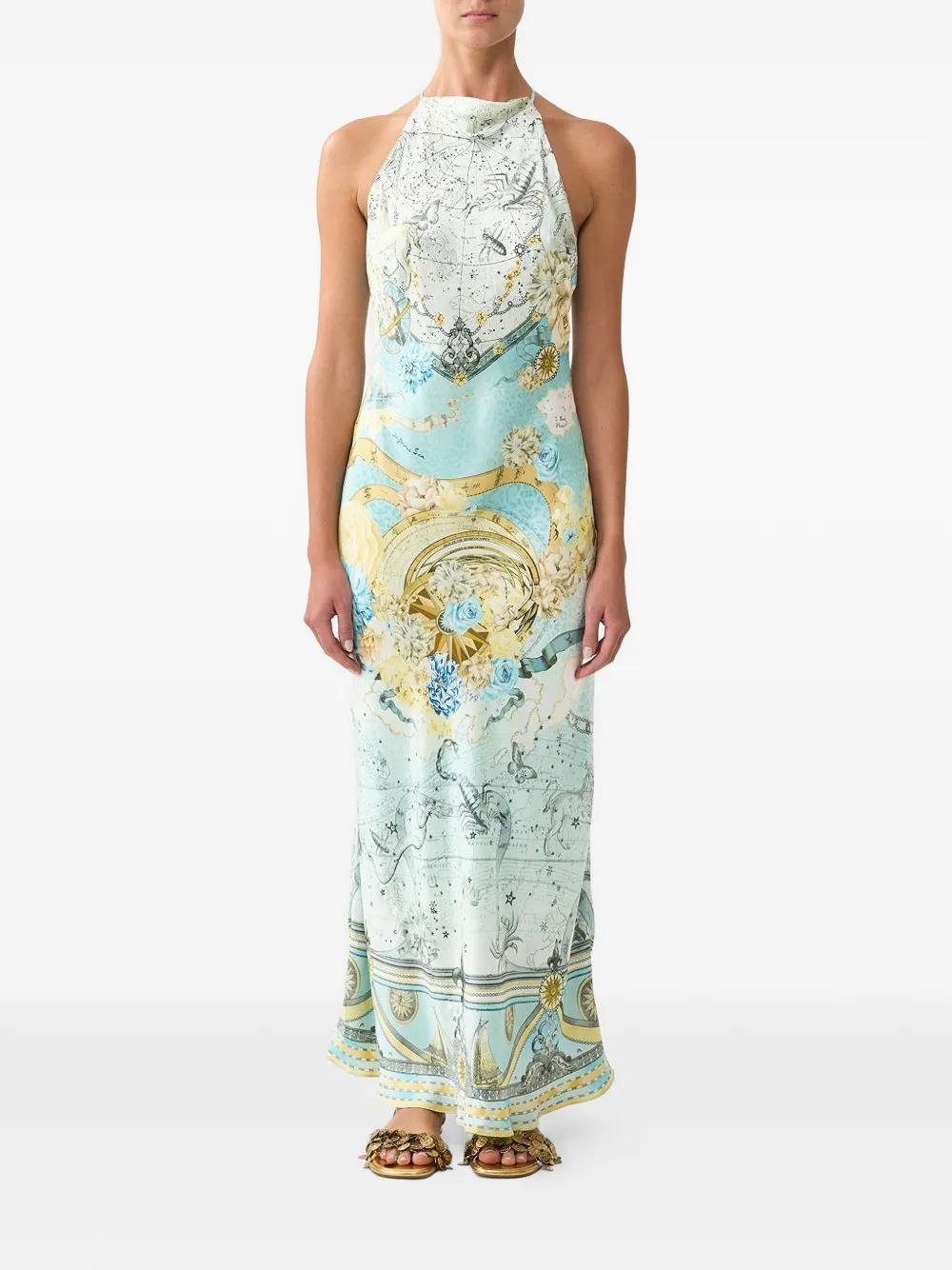 Camilla halter chain maxi dress - Blauw