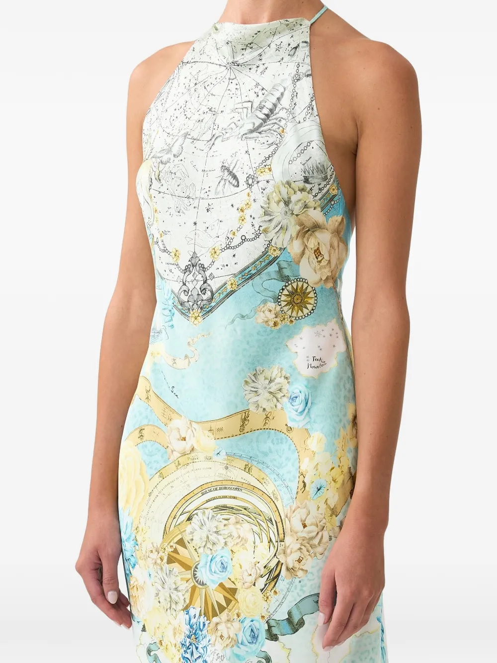 Camilla Halter Chain Maxi Dress In Gray