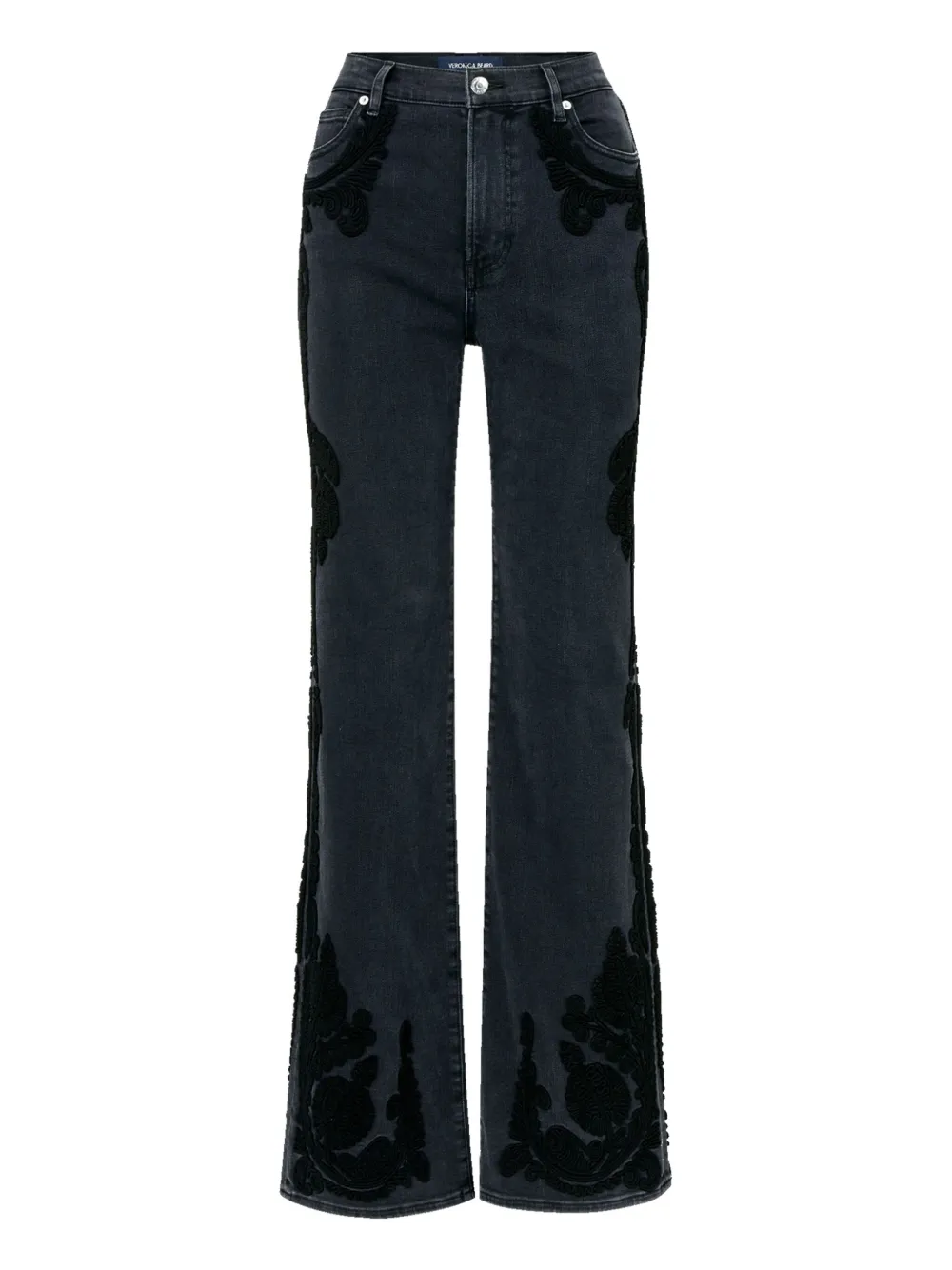 Veronica Beard Crosbie embroidered jeans - Zwart