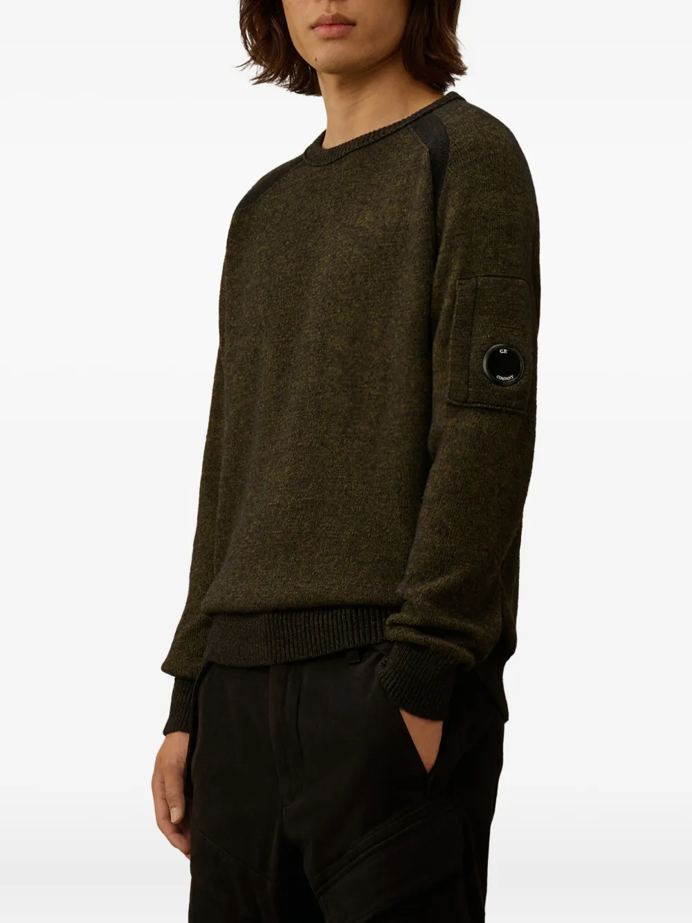 C.P. Company lens appliqué crew-neck sweater - Groen