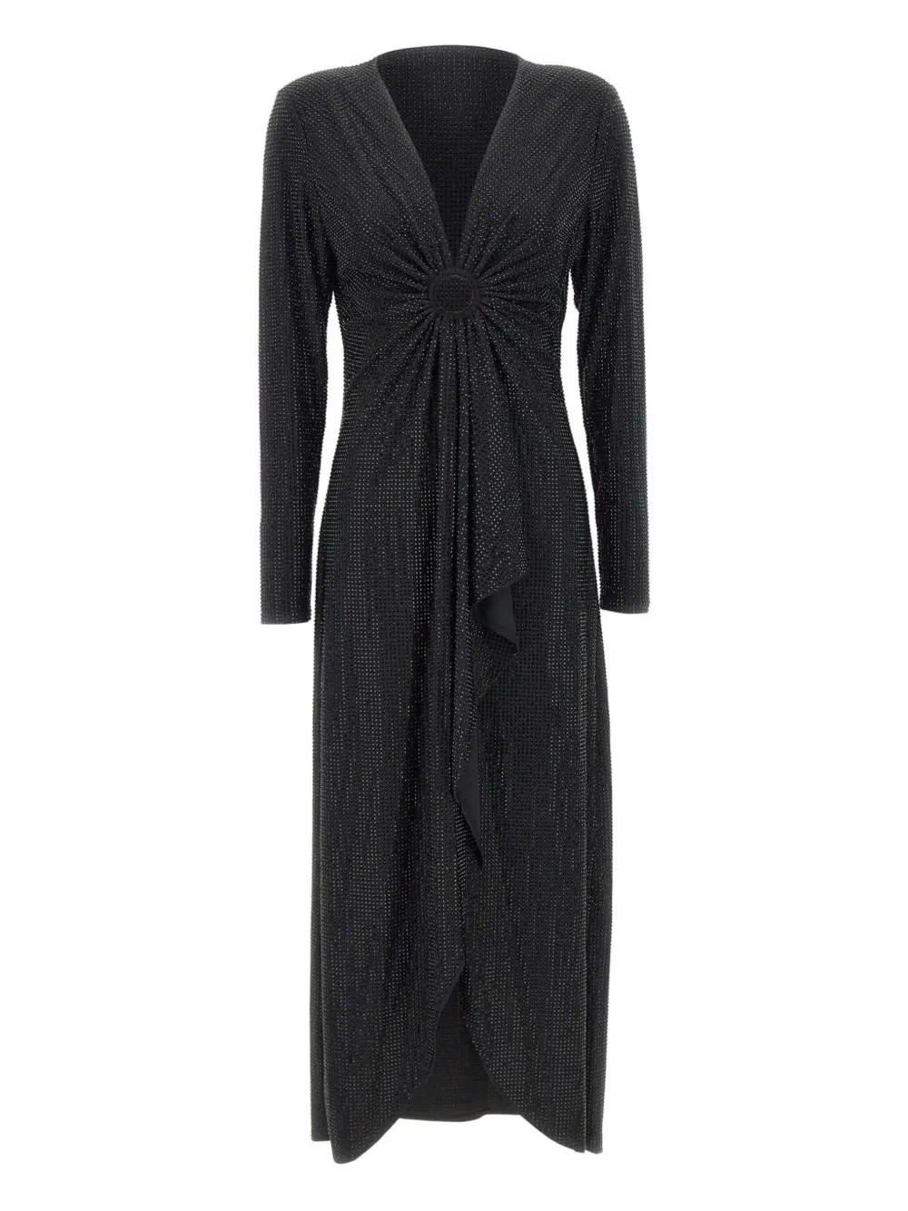 Twenty Four Haitch Ipek Rhinestone-embellishment Midi Dress In Black