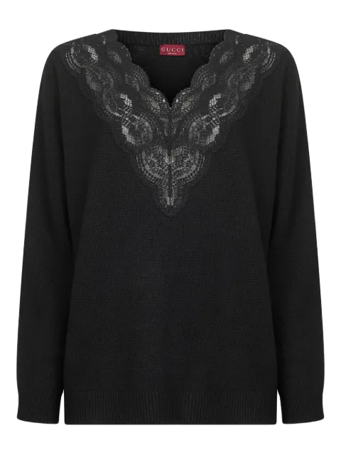 Gucci floral lace v-neck sweater