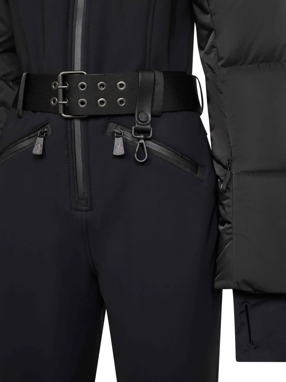 Moncler Tailored Suit With Belted Waist And Pockets In Gray
