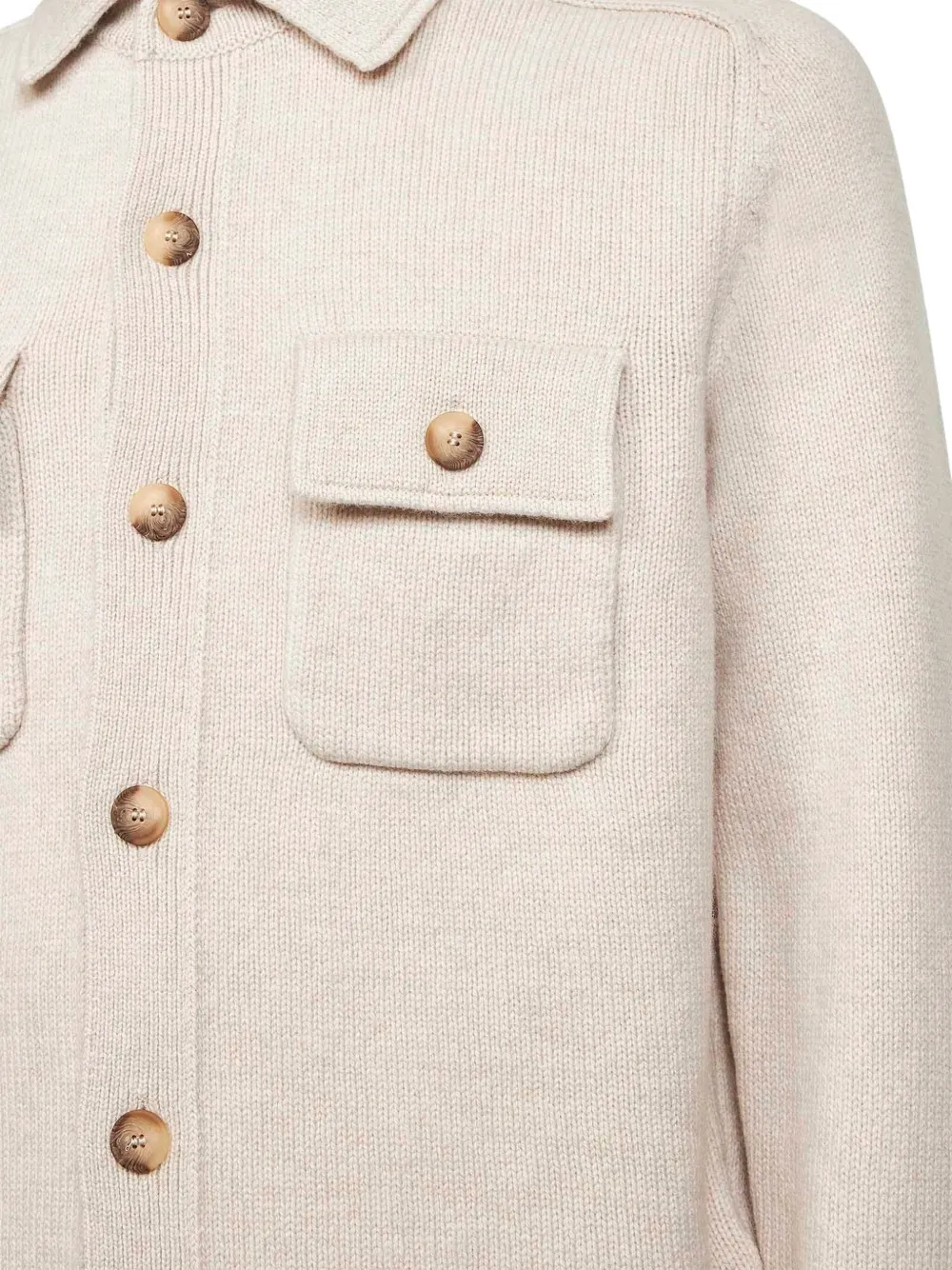 D4.0 Overhemd met borstzak en knoop Beige