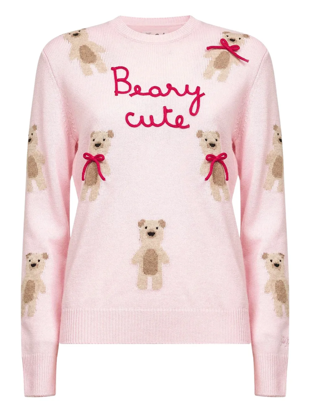Mc2 Saint Barth Pink Wool Blend New Queen Embroidered Sweater In Pink
