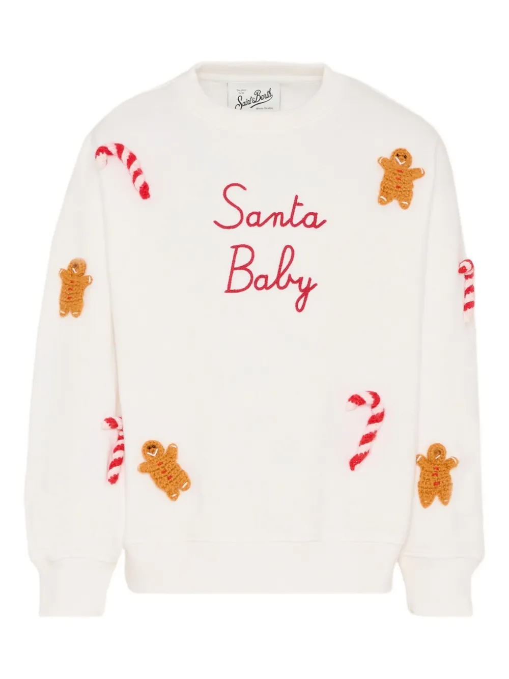 Mc2 Saint Barth Santa Baby Embroidered Sweatshirt In White