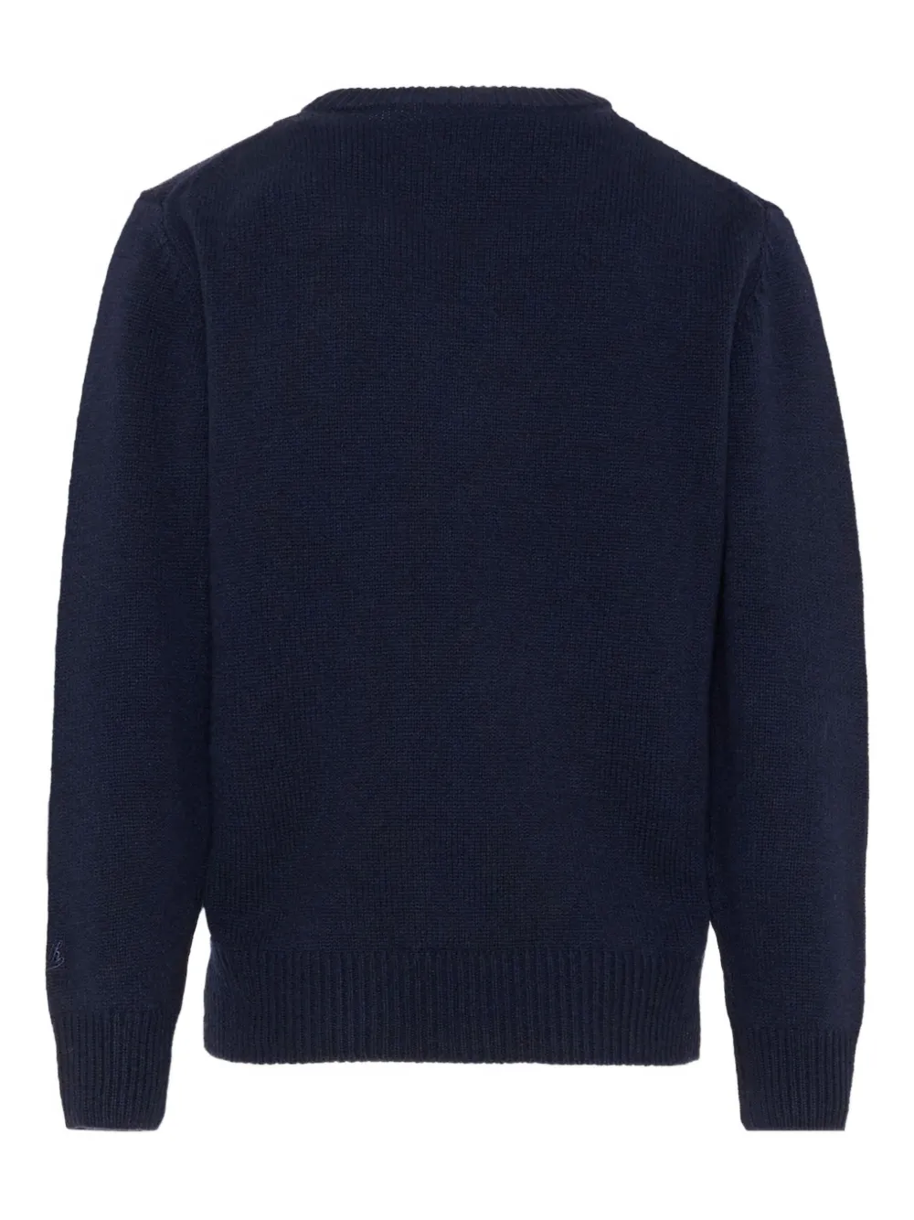 Mc2 Saint Barth Douglas Wolf-appliqué Sweater In Blue