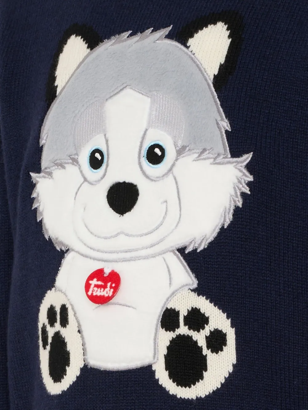 Mc2 Saint Barth Douglas Wolf-appliqué Sweater In Blue