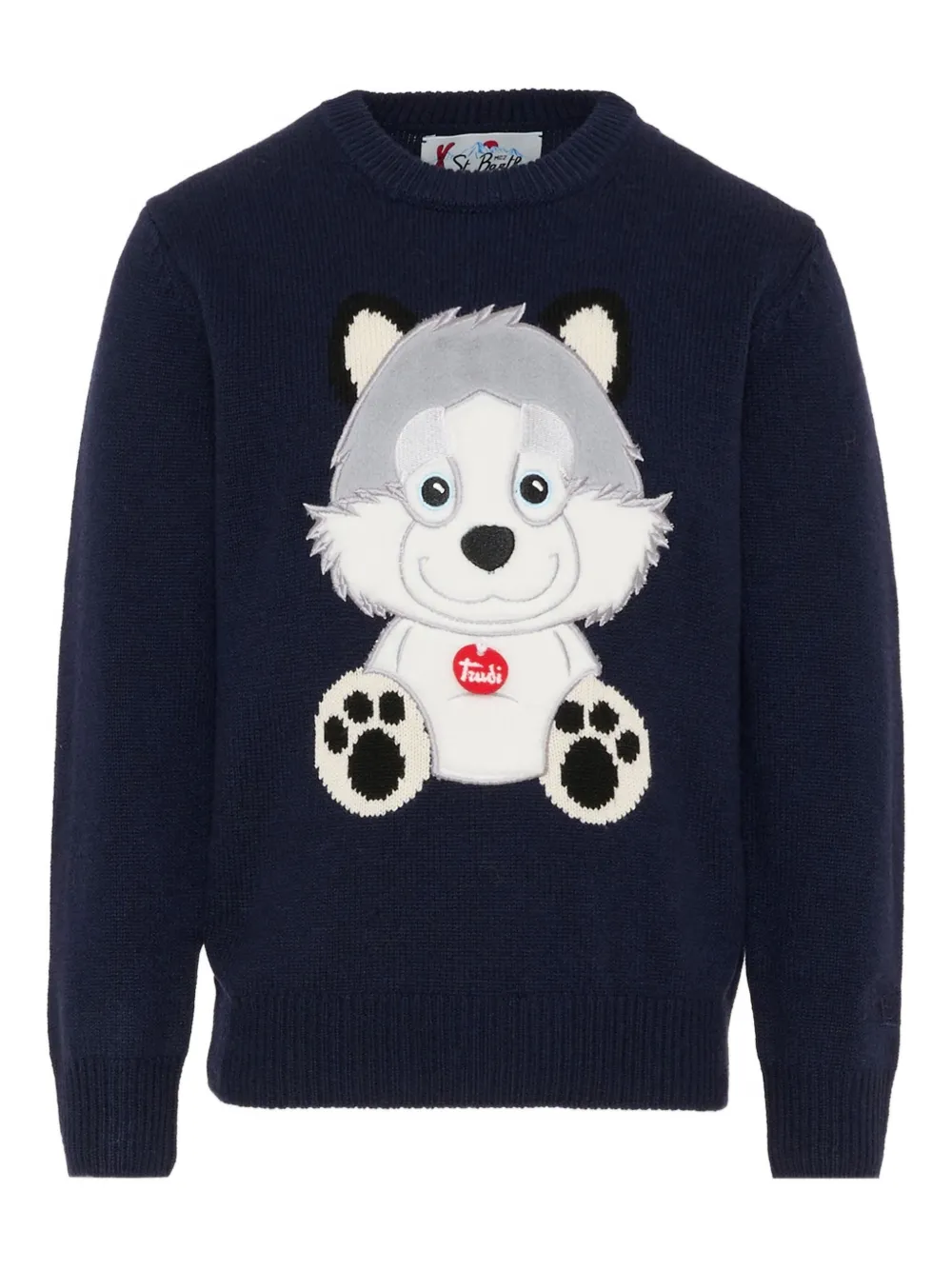 Mc2 Saint Barth Douglas Wolf-appliqué Sweater In Blue