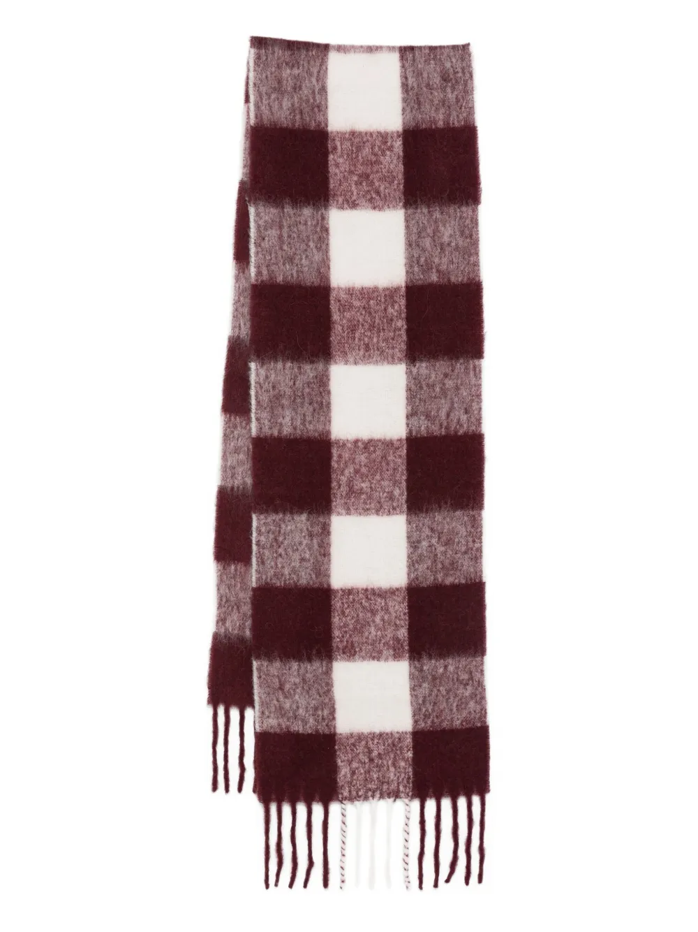 WRSTBHVR Rania check-pattern fringed scarf | 레드 | Image 1