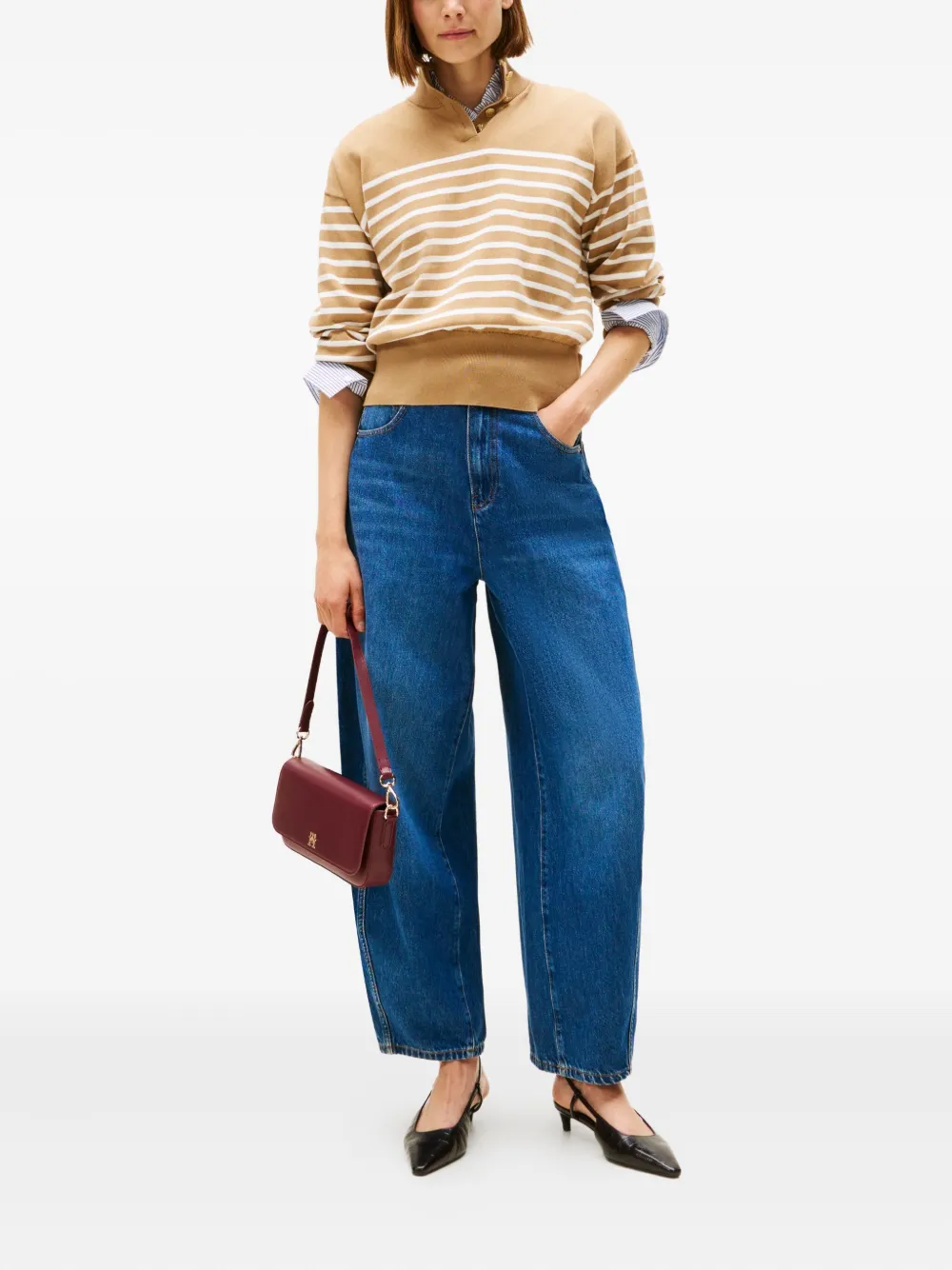 Tommy Hilfiger Striped Buttoned Sweater In Multi