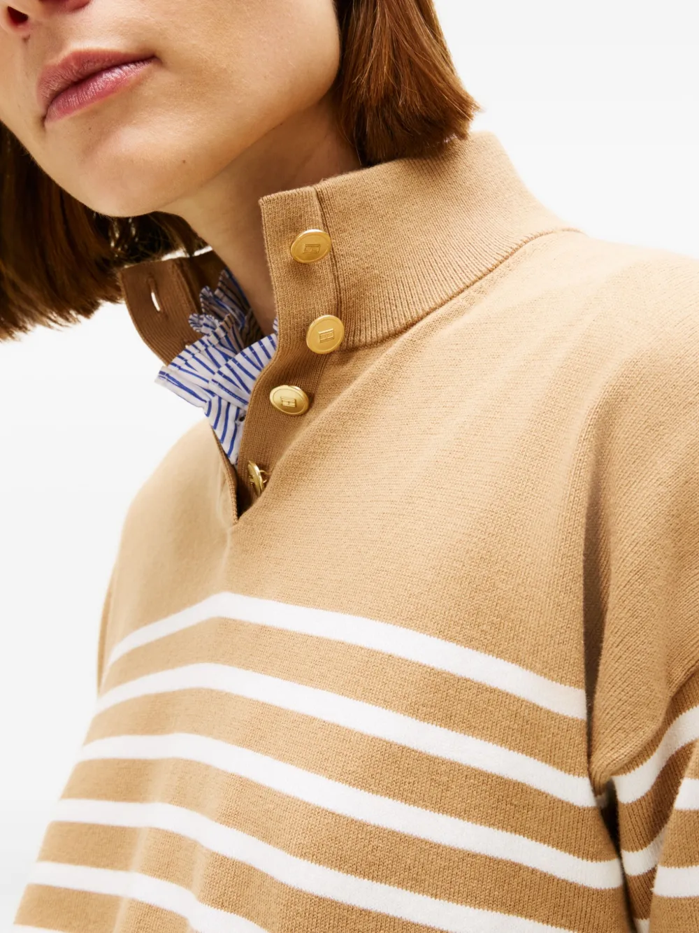 Tommy Hilfiger Striped Buttoned Sweater In Multi