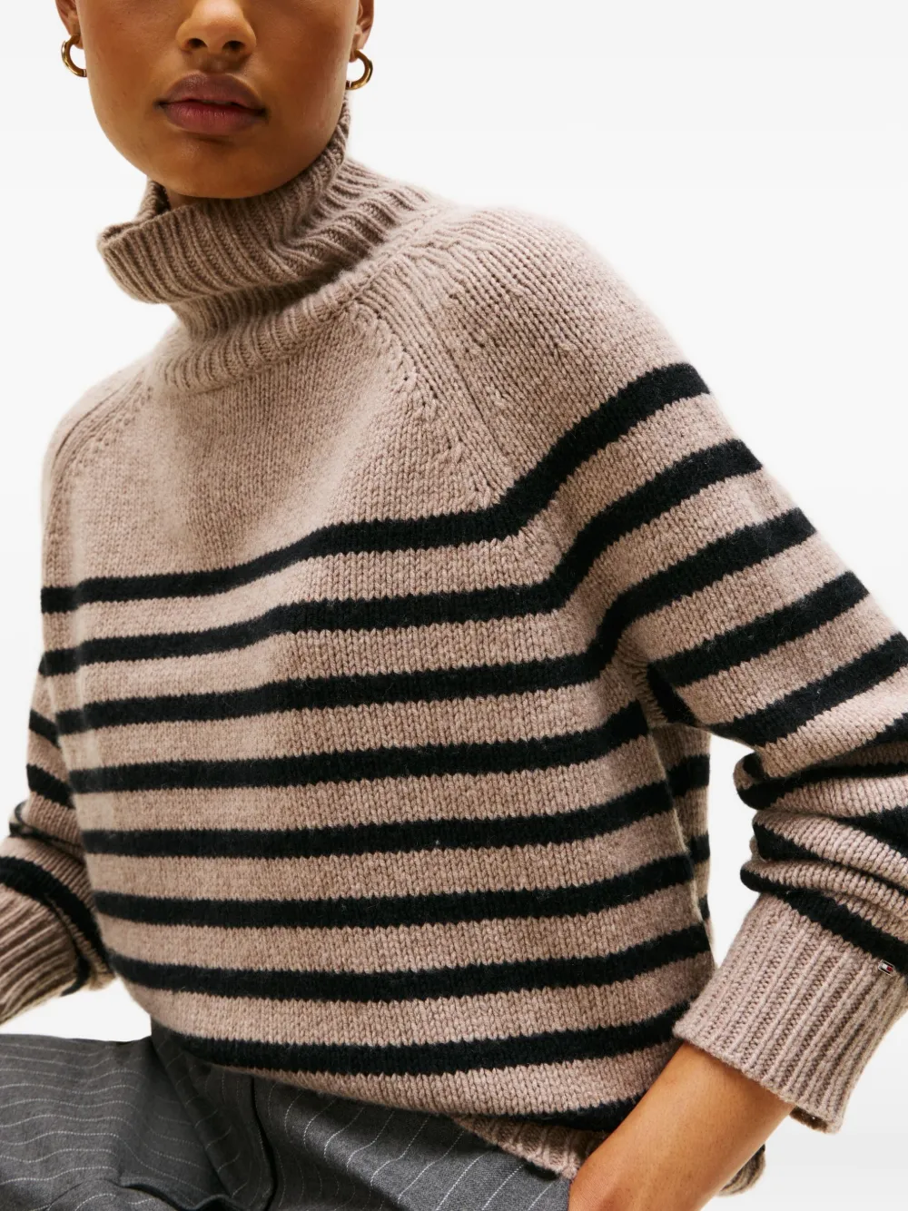 Tommy Hilfiger Gestreepte coltrui Beige