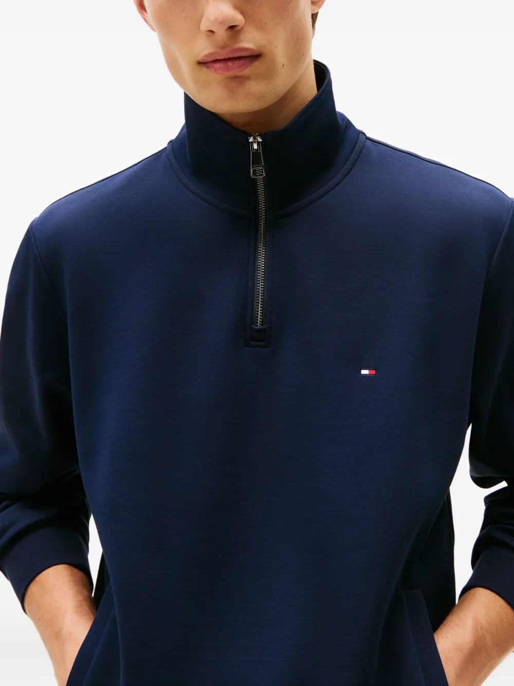 Tommy Hilfiger Performance Quarter-zip Mock-neck Sweater In Blue