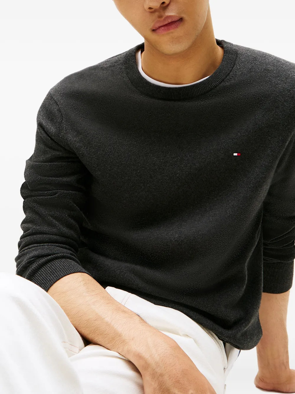 Tommy Hilfiger Logo-embroidered Top In Black