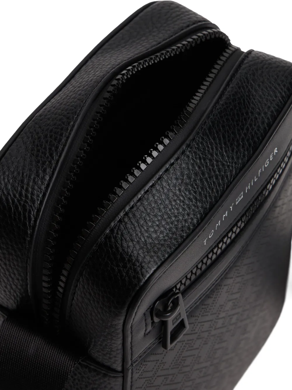Tommy Hilfiger Zipped Perforated Messenger Bag In Black