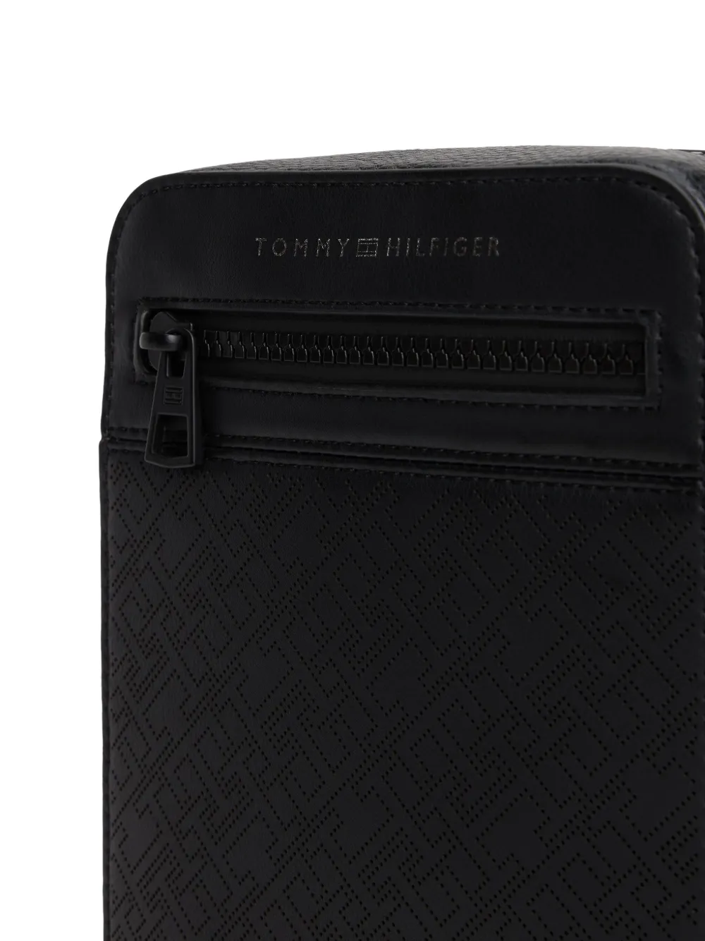 Tommy Hilfiger Zipped Perforated Messenger Bag In Black
