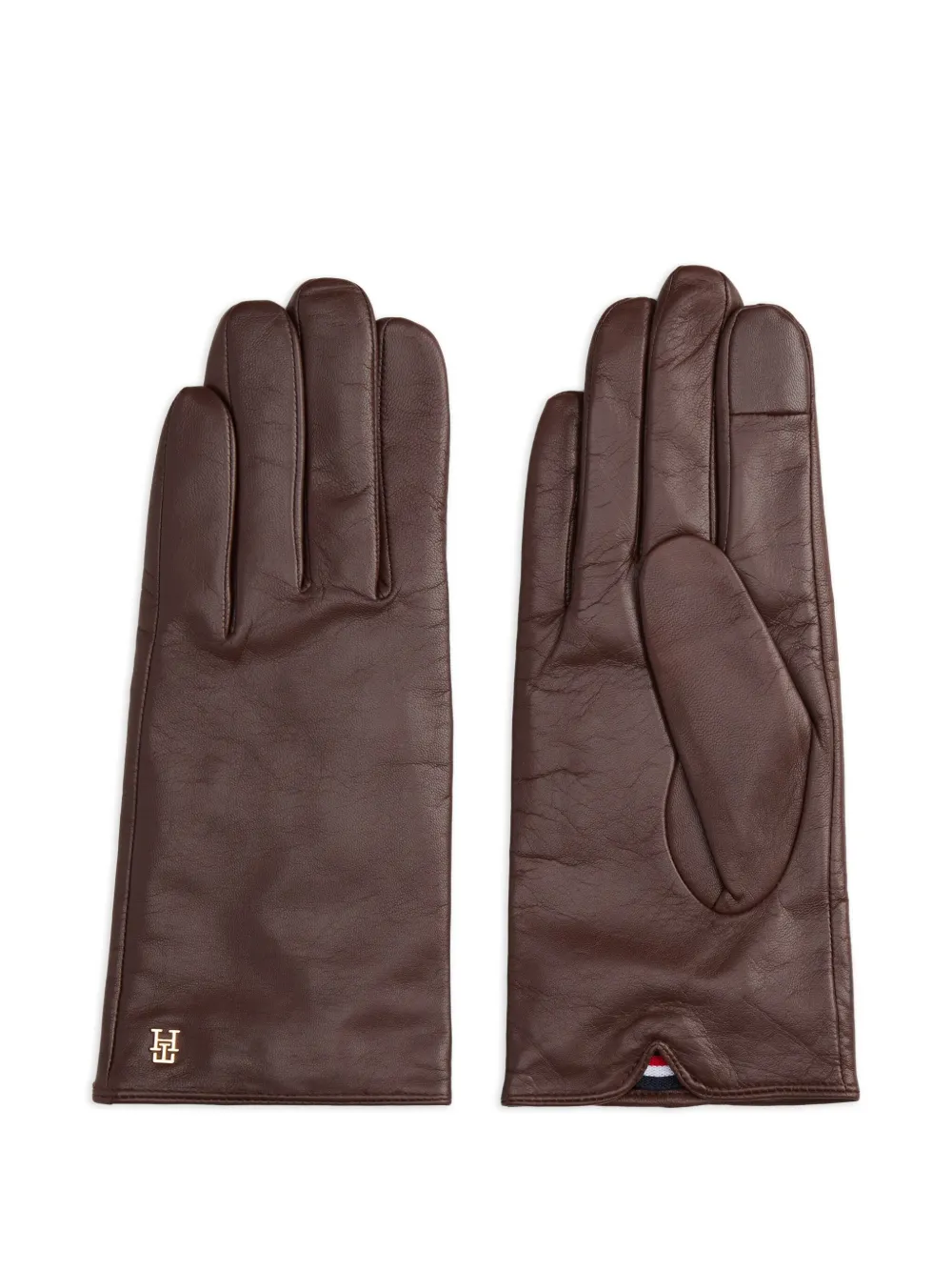 Tommy Hilfiger Chic logo leather gloves - Marrone