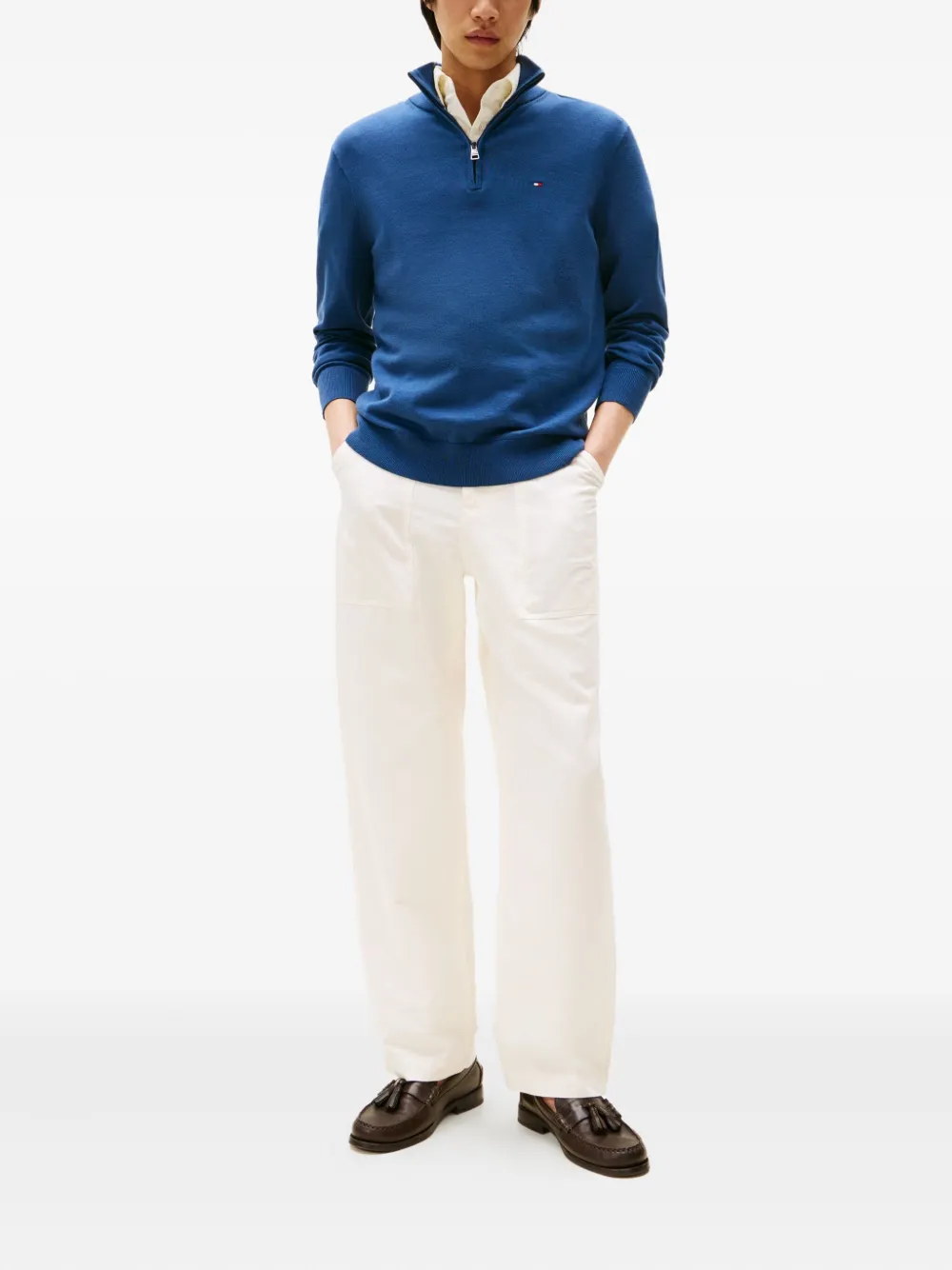 Tommy Hilfiger zip-up high-neck jumper - Blauw