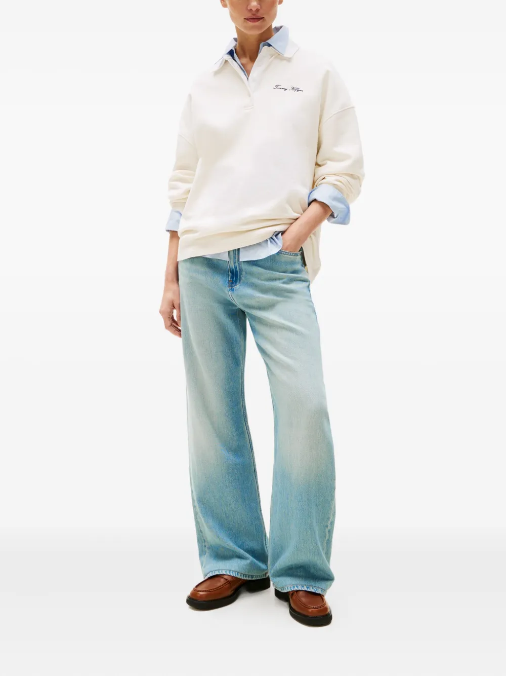 Tommy Hilfiger collared buttoned polo top - Beige