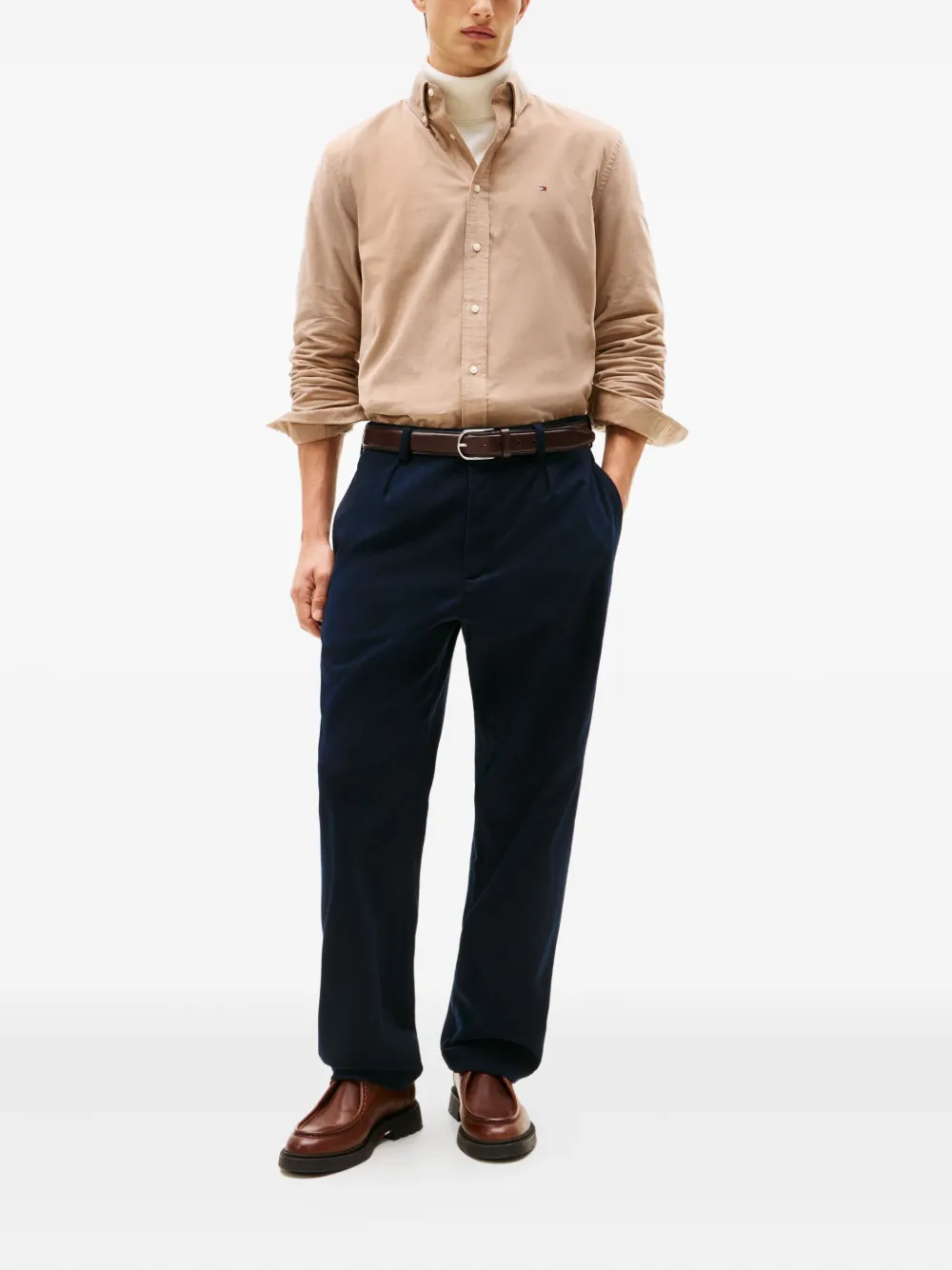 Tommy Hilfiger Long-sleeved Corduroy Shirt In Neutral