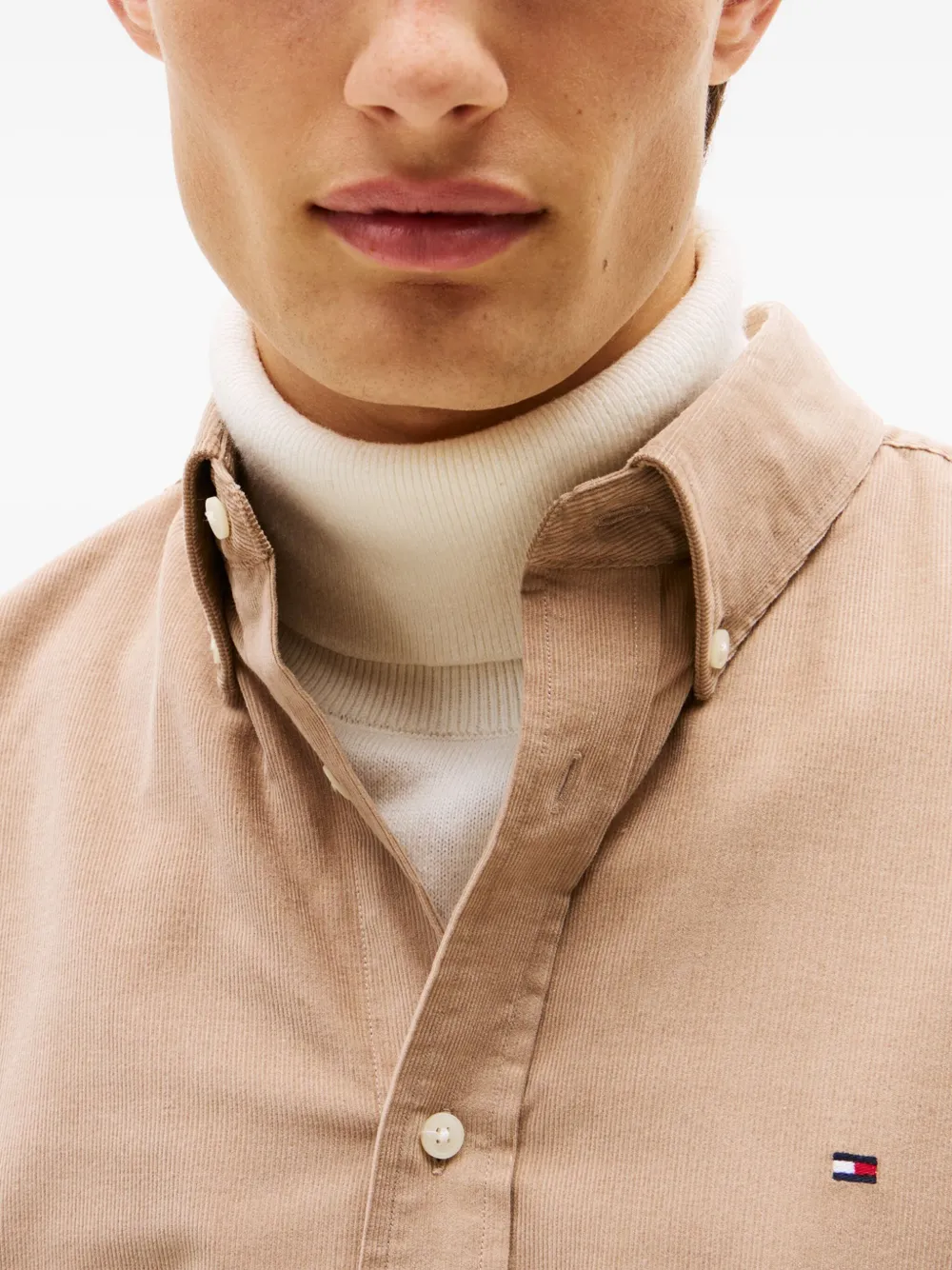 Tommy Hilfiger Long-sleeved Corduroy Shirt In Neutral