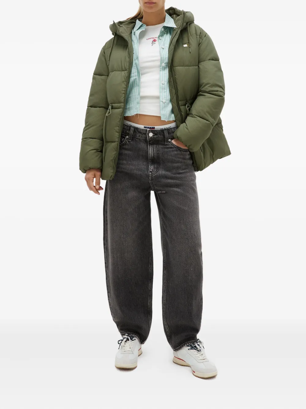 Tommy Jeans Hooded Puffer Jacket In Green