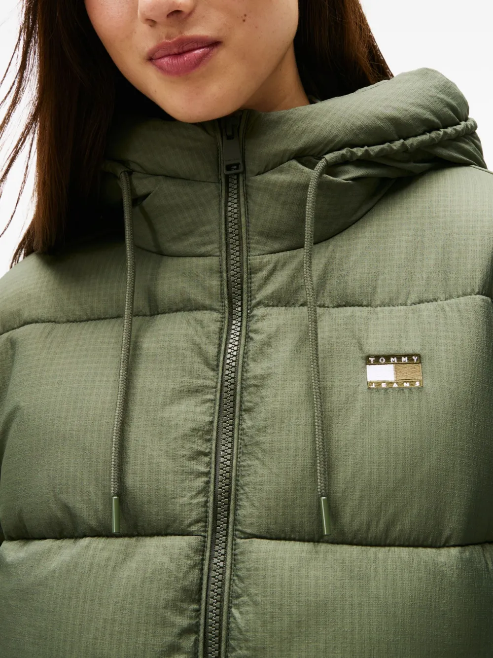 Tommy Jeans Hooded Puffer Jacket In Green