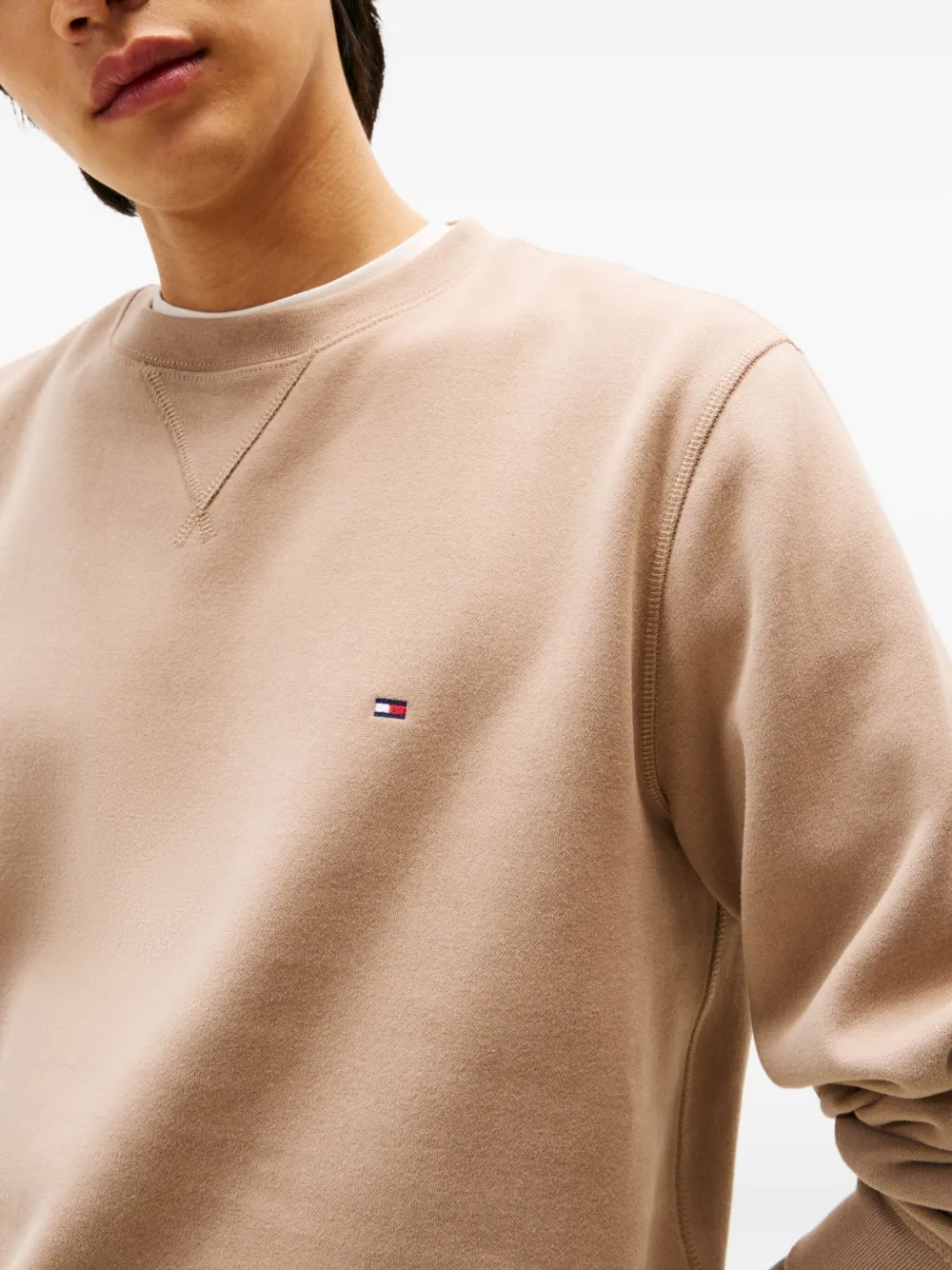 Tommy Hilfiger Sweater met ronde hals en logo Beige