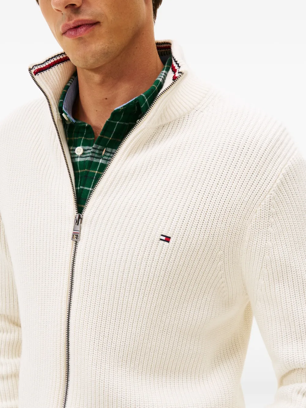 Tommy Hilfiger Geribbeld vest met rits Wit