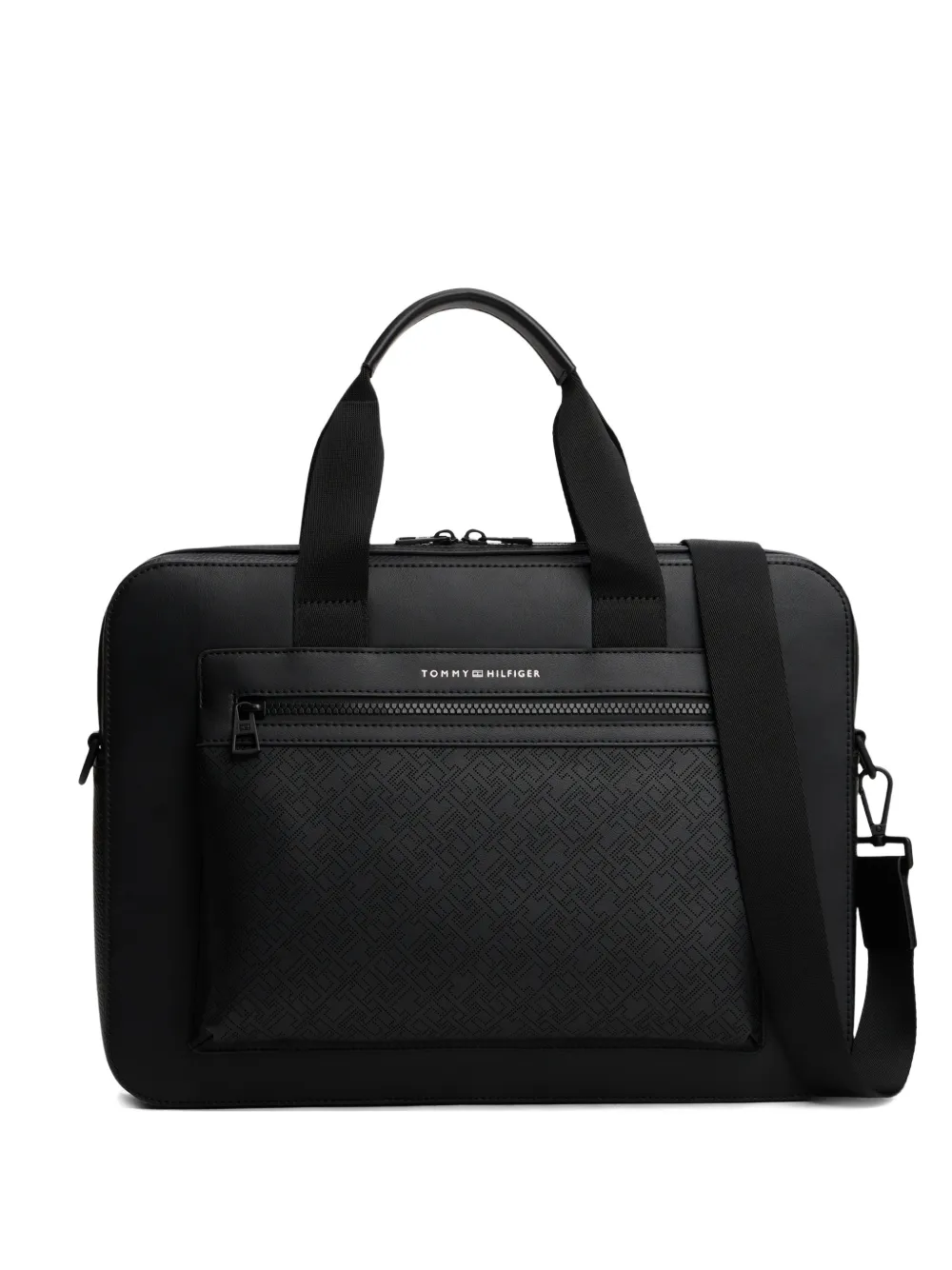 Tommy Hilfiger zip-fastening patterned laptop bag | Black | Image 1