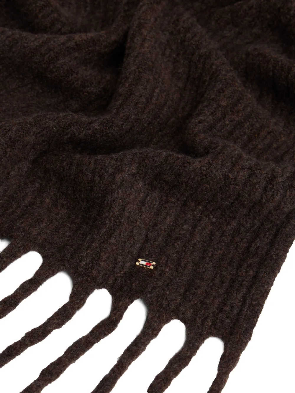 Tommy Hilfiger Fringed Scarf In Brown
