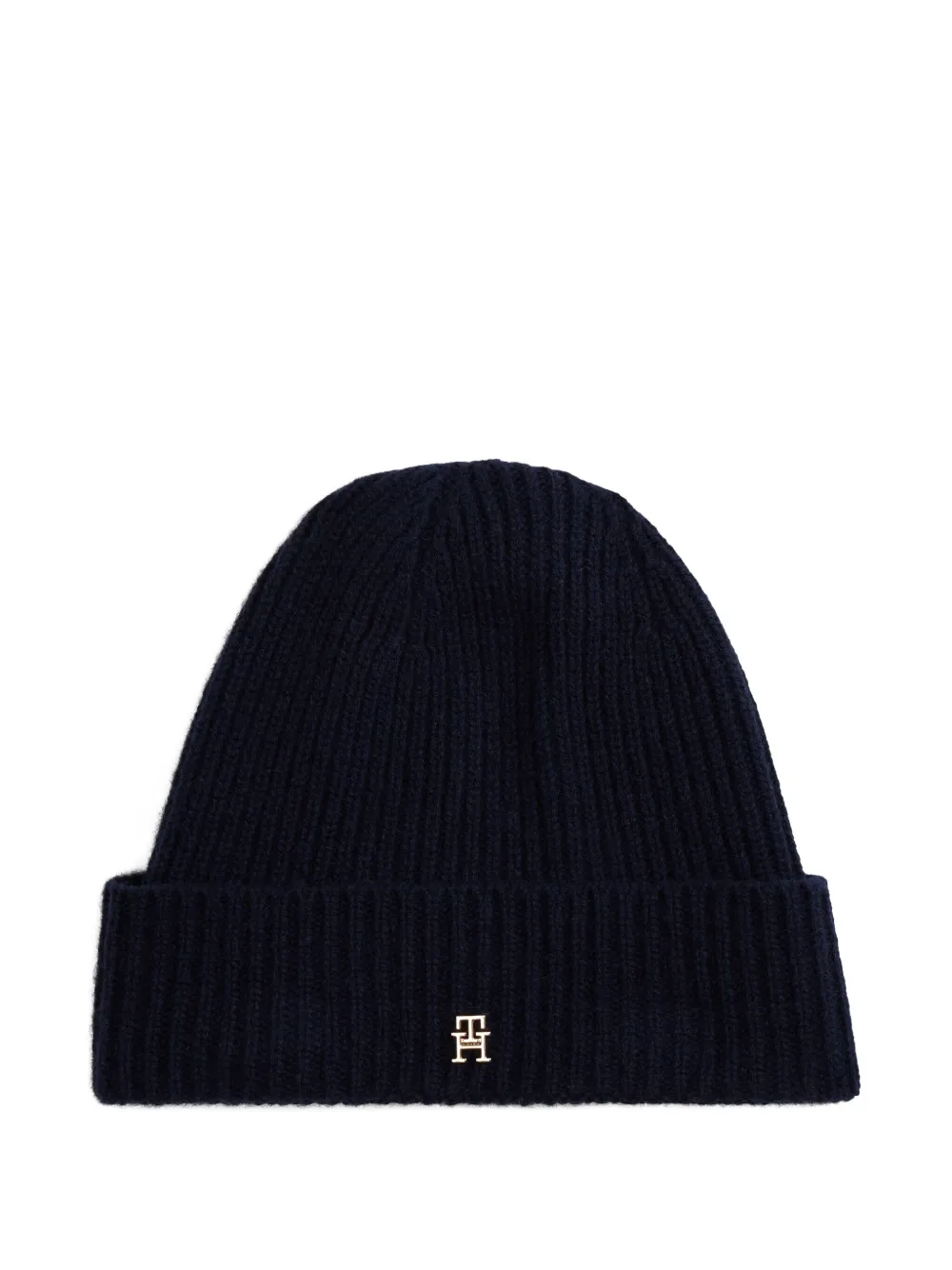 Tommy Hilfiger Logo-plaque Ribbed Beanie Hat In Blue