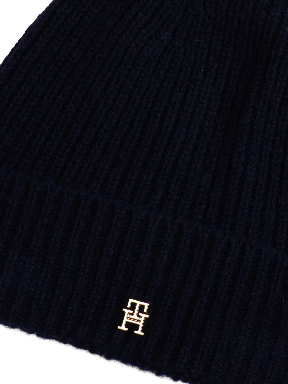 Tommy Hilfiger Logo-plaque Ribbed Beanie Hat In Blue