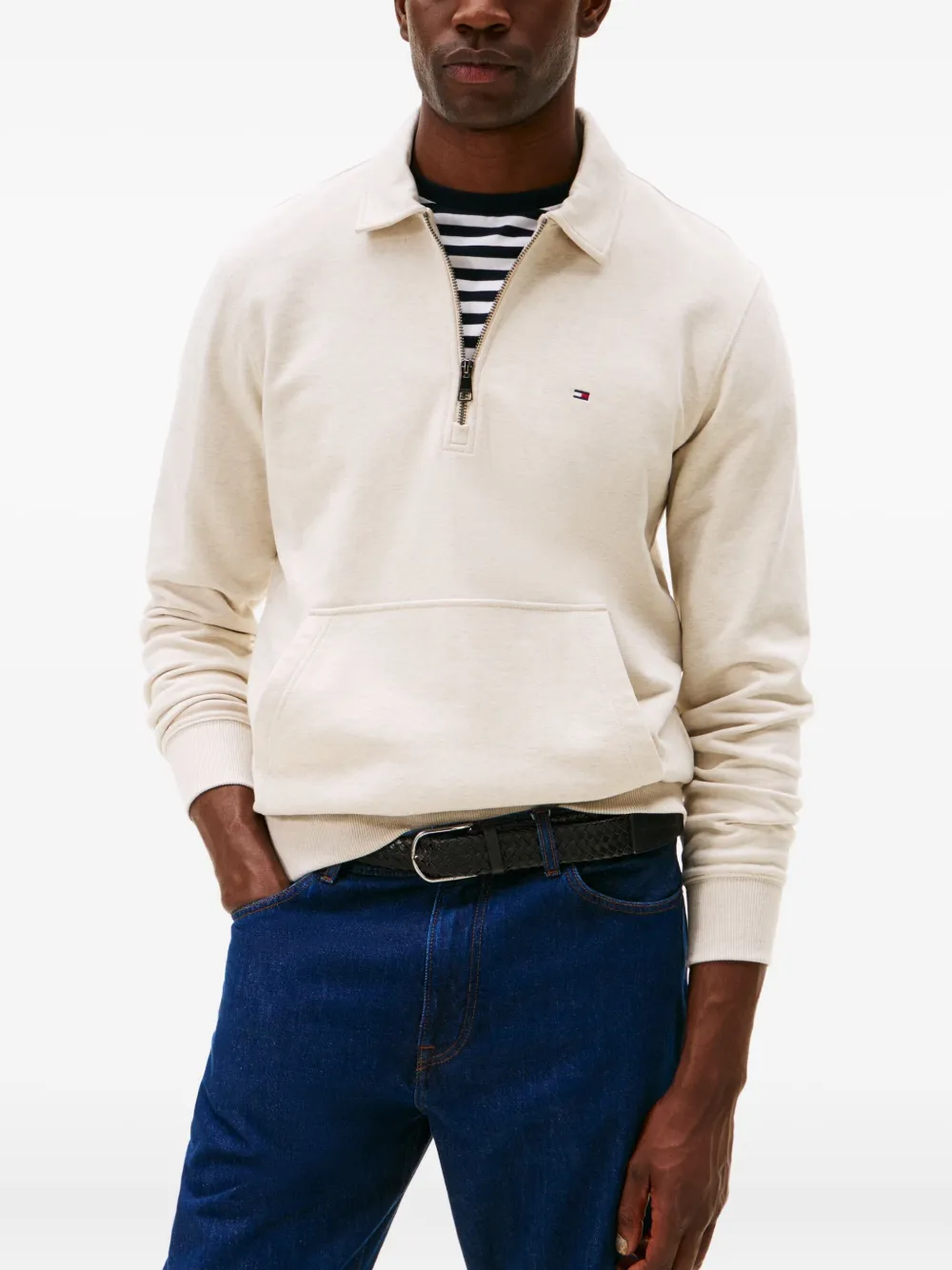 Tommy Hilfiger Zipped Polo Shirt In Neutral