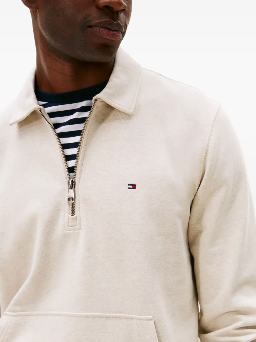Tommy Hilfiger Zipped Polo Shirt In Neutral