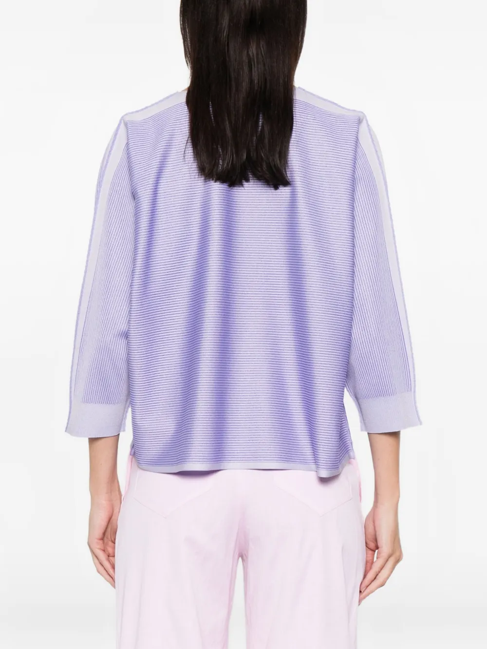 Issey Miyake Striped-pattern Blouse In Blue