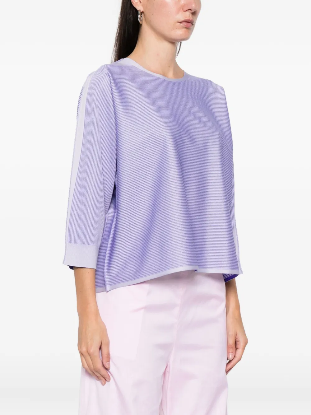 Issey Miyake Striped-pattern Blouse In Blue