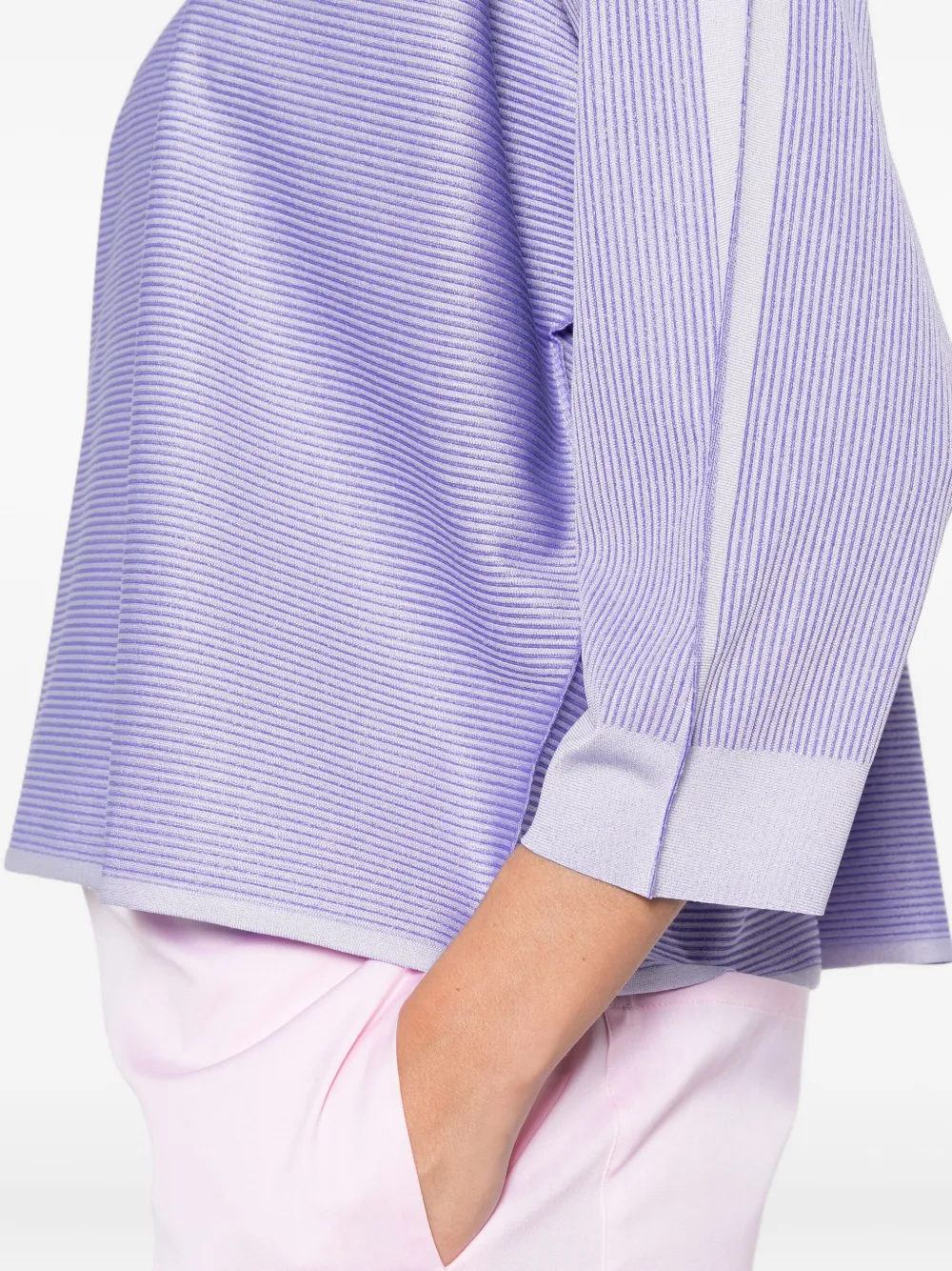 Issey Miyake Striped-pattern Blouse In Blue