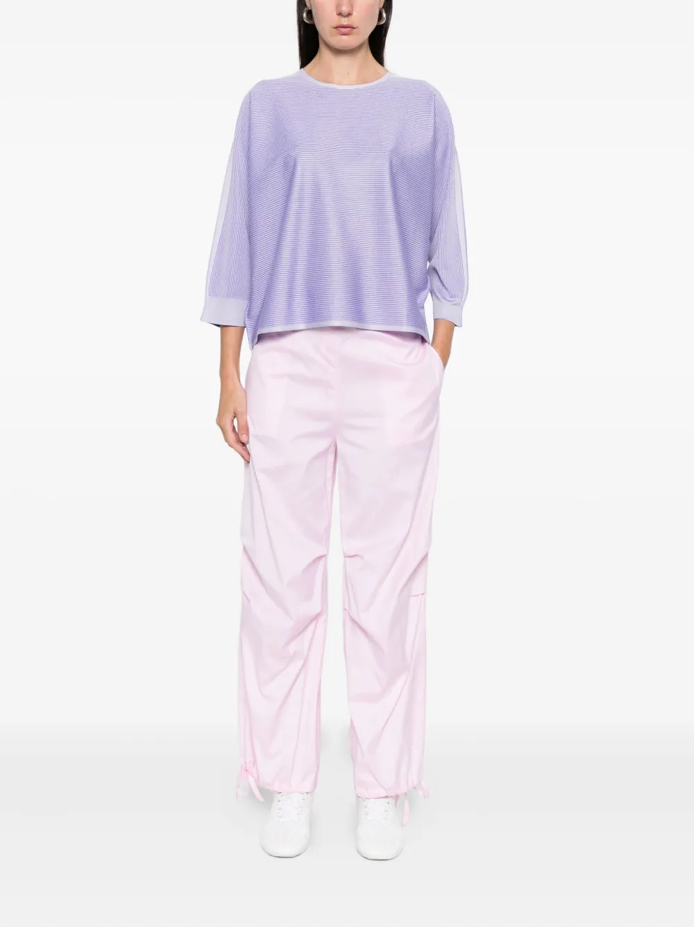 Issey Miyake Striped-pattern Blouse In Blue