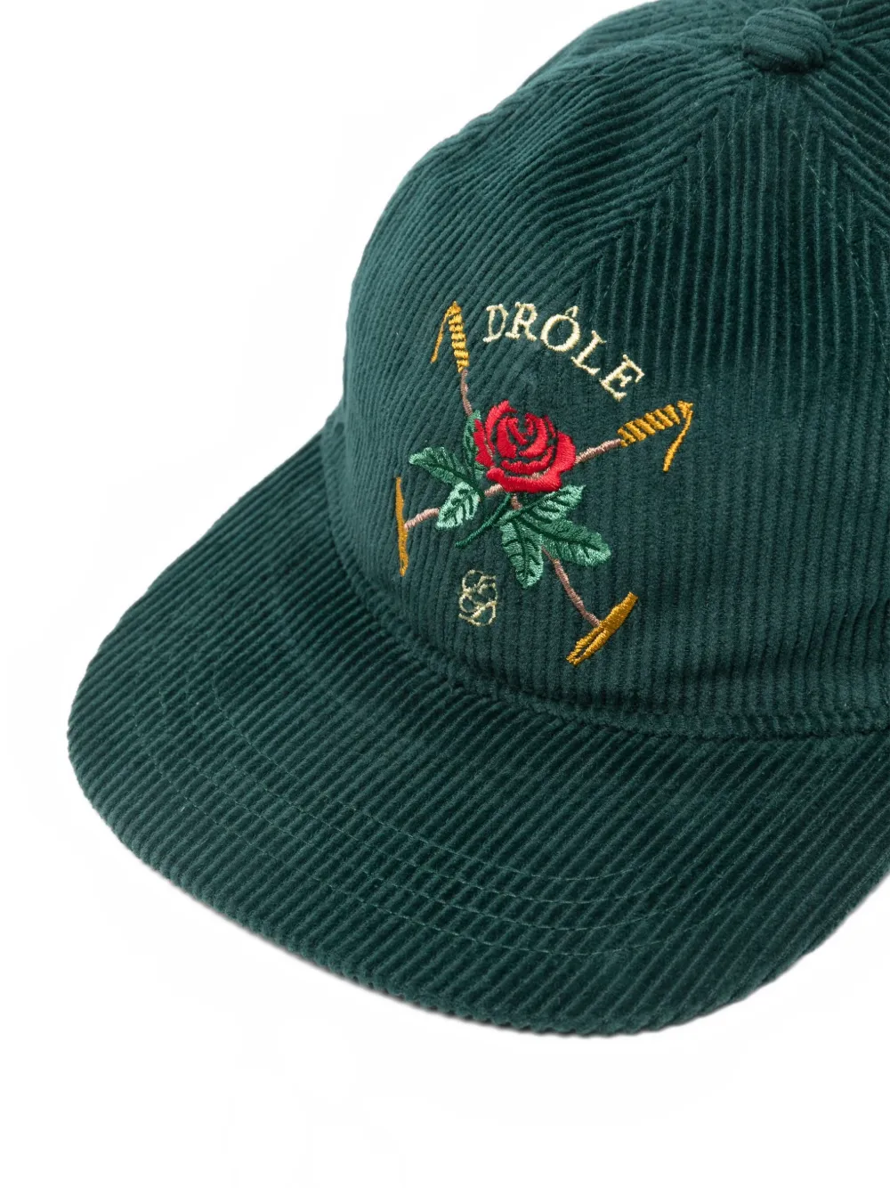 Drôle De Monsieur Embroidered Corduroy Cap In Green