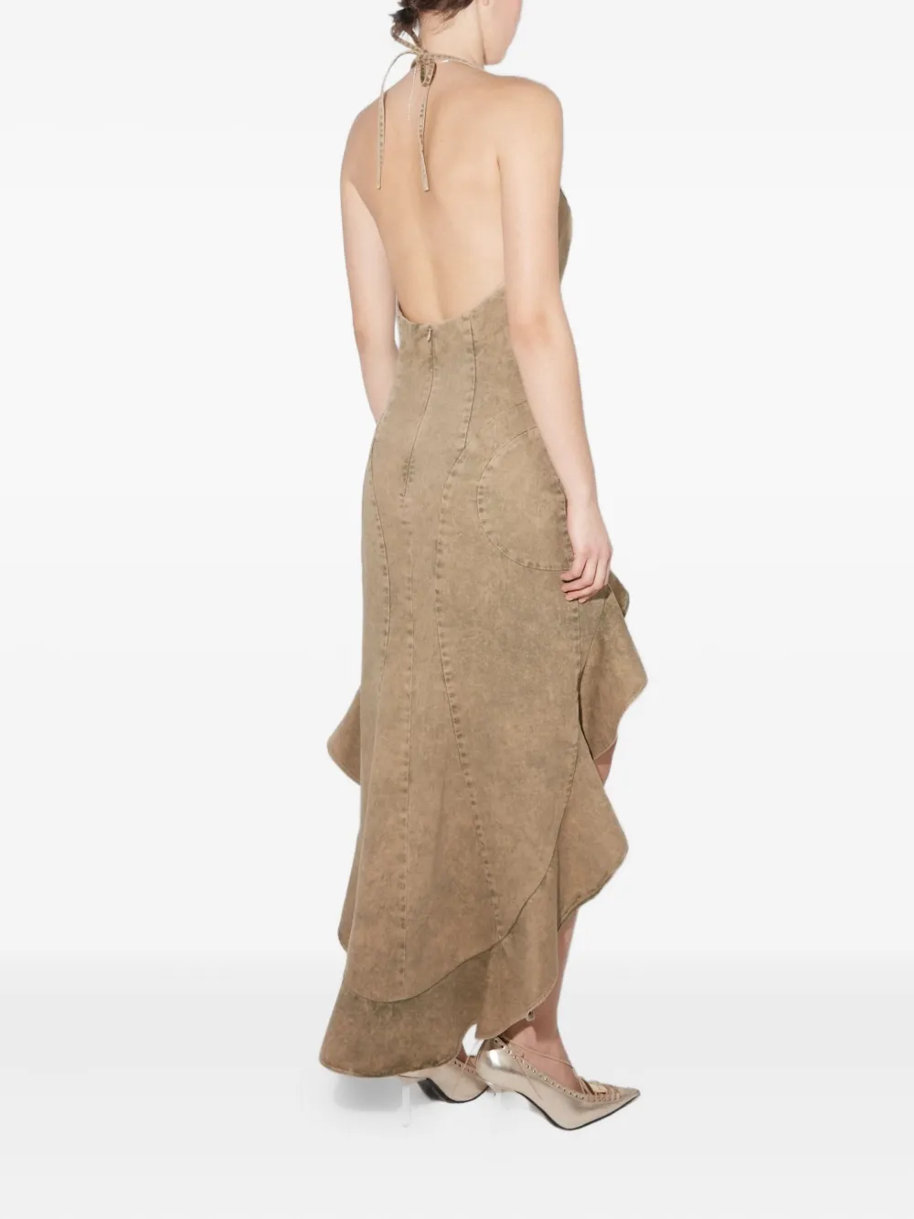 MISBHV Ibiza mini-jurk met fladdermouwen Bruin