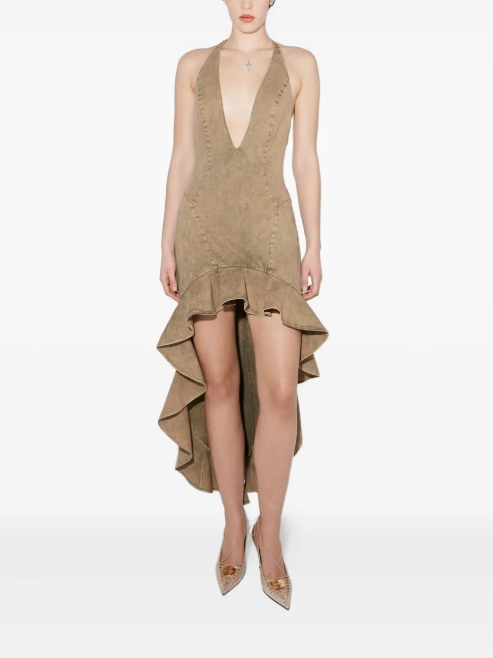 MISBHV Ibiza mini-jurk met fladdermouwen Bruin