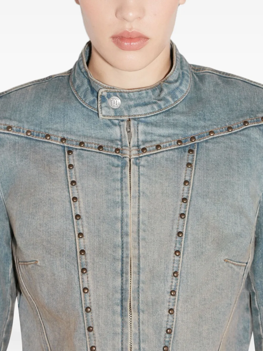 Misbhv Sunset Stud-embellished Denim Jacket In Blue